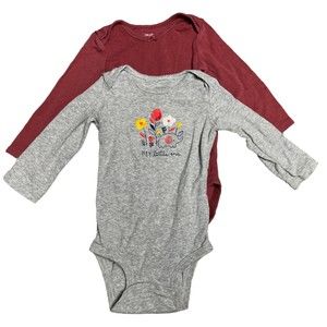 Just One You By Carters Baby Girl 2Pack Size 12M Grey/Maroon Comfy